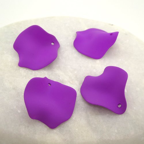 5 breloques, pendentifs pétale de fleur acrylique, 28*24mm, violet (m07)