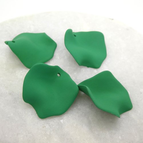5 breloques, pendentifs pétale de fleur acrylique, 28*24mm, vert foncé (m14)