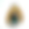 1 pendentif style ethnique, forme rectangle, 40*24mm argenté et cabochon en résine vert (phba03-b)