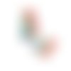 2 pendentifs rectangle 39*26mm en acétate rose et motifs vert, bleu, rose (kr174)