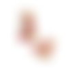 2 pendentifs rectangle 39*26mm en acétate rose et motifs blanc, rose, ocre (kr176)