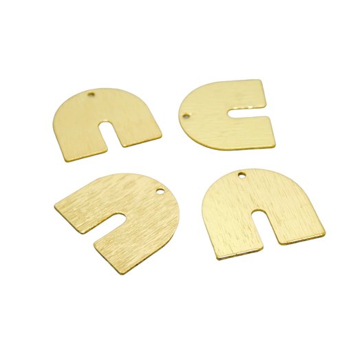 X4 breloques pendentifs forme arrondie, arc - 17x16mm - laiton doré texturé (ibbd07)