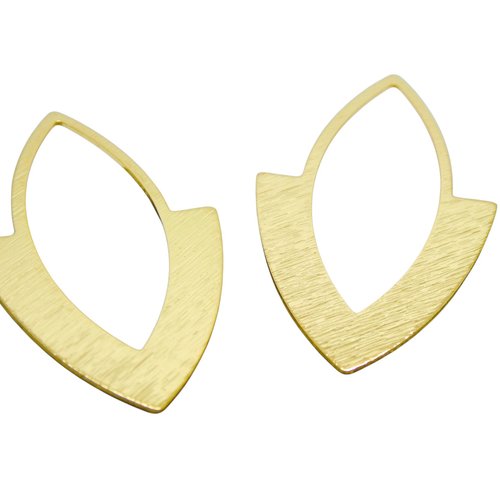 X4 pendentifs texturés géométrique forme ovale - 35x21mm - laiton doré (ibbd09)