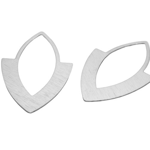 X4 pendentifs texturés géométrique forme ovale - 35x21mm - laiton argenté (ibba05)