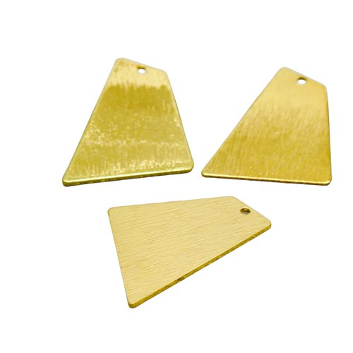 X4 breloques géométriques texturées forme trapèze - 23x20mm - laiton doré (ibbd10)