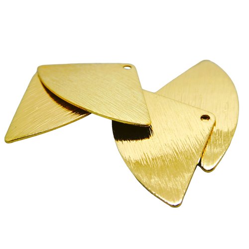 X4 breloques pendentifs texturés éventail - 25x16mm - laiton doré (ibbd13)