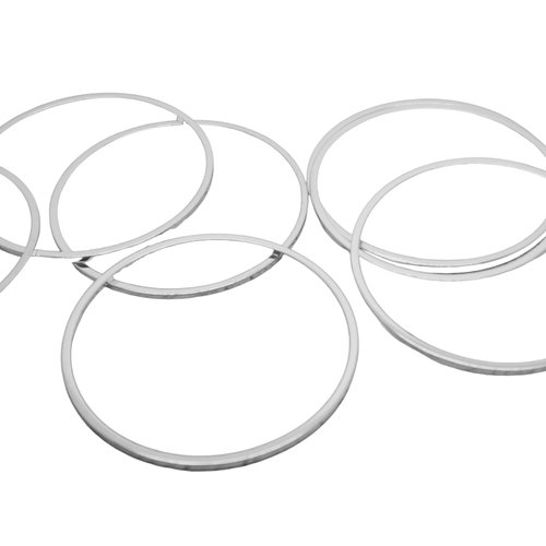 X8 connecteurs anneaux fermés ronds 30mm cuivre argenté (ibca09)