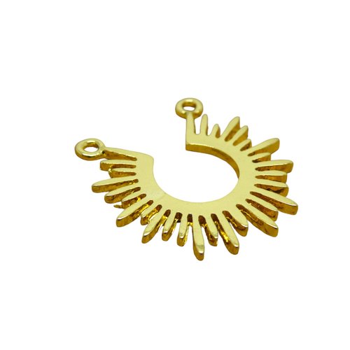 2 pendentifs dorés rayons de soleil forme ronde - 24x23mm - 2 anneaux (8sbd362)