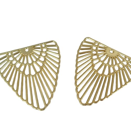 2 pendentifs ethniques triangle ajouré - 42x40mm - doré (kbd92)