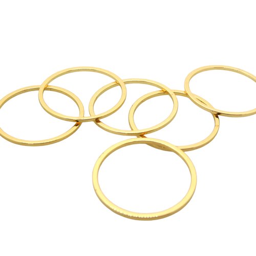 X4 connecteurs anneaux fermés 20mm - laiton or 18k (8scd160)