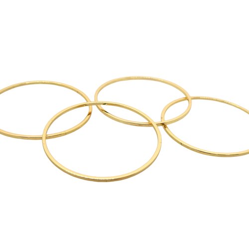 X4 connecteurs anneaux fermés 30mm - laiton or 18k (8scd161)