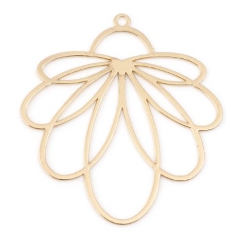 X4 estampes filigranées pendentifs fleur - 34x31mm - fer doré (8sef94)