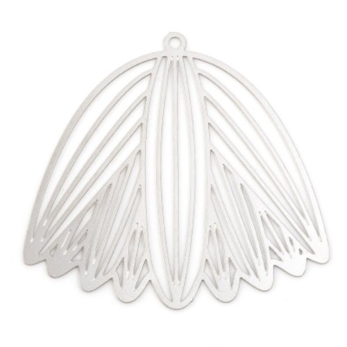 X4 estampes filigranées fleur de lotus - 39x37mm - fer argenté (8sef97)