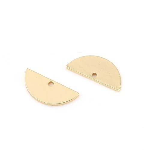 4 breloques sequins demi-lune - 14x6mm - laiton doré or 18k (8sbd380)