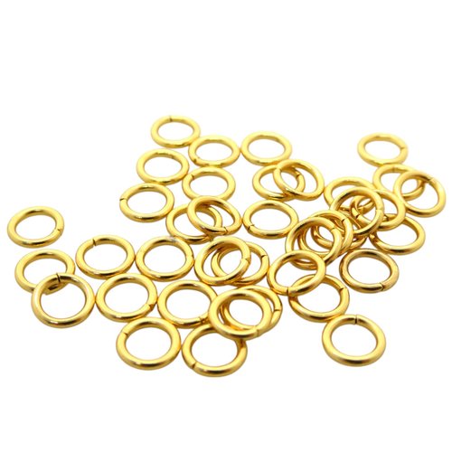 25 anneaux de jonction ouverts en acier inoxydable 304 doré, 6mm ou 8mm - anneaux brisés acier inoxydable doré