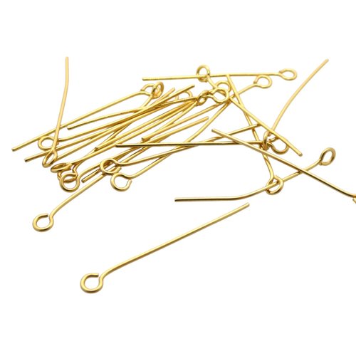 20 clous, tiges tête ronde, boucle en acier inoxydable doré 304 - 30mm, 40mm ou 50mm