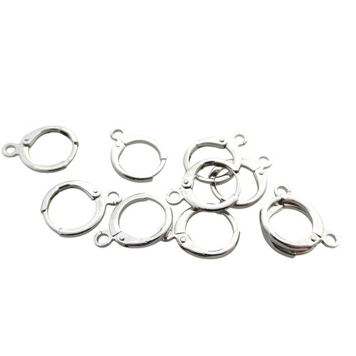 4 supports boucles d'oreilles dormeuses, créoles 14x12mm avec 1 boucle, acier inoxydable 304 (usbo32)