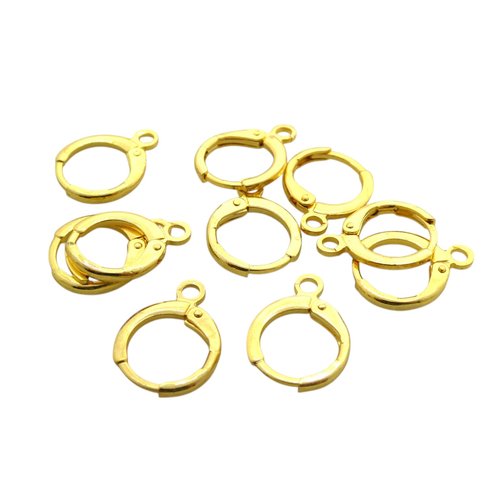 4 supports boucles d'oreilles dormeuses, créoles 14x12mm avec 1 boucle, acier inoxydable doré 304 (usbo33)