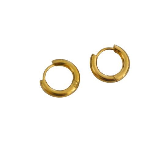 Paire de créoles 13mm en acier inoxydable doré (ibbo22)