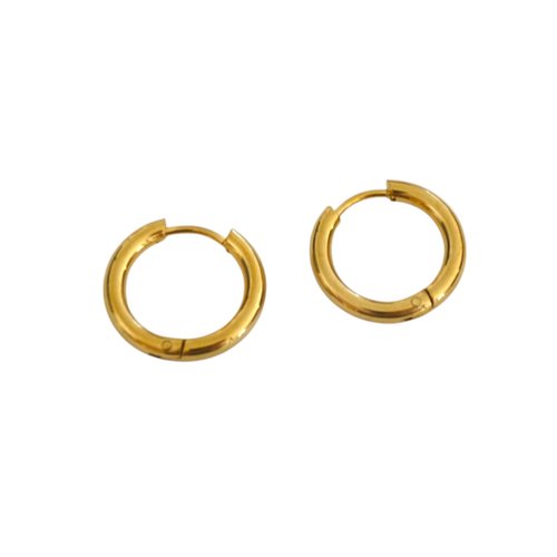 Paire de créoles 17mm en acier inoxydable doré (ibbo23)