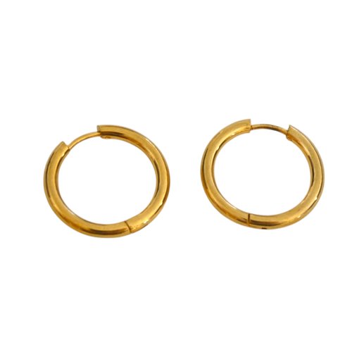 Paire de créoles 21mm en acier inoxydable doré (ibbo24)