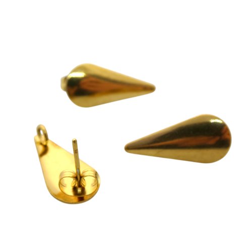 1 paire boucles d'oreilles à clous - goutte 20 x 9mm avec 1 boucle - acier inoxydable 304 doré 18k  (usbo46)