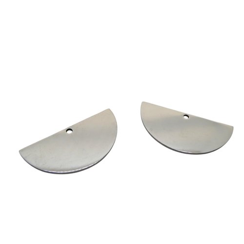 2 pendentifs demi-lune, 30x15mm, acier inoxydable 201 - breloque demi-lune argenté (usbai09)