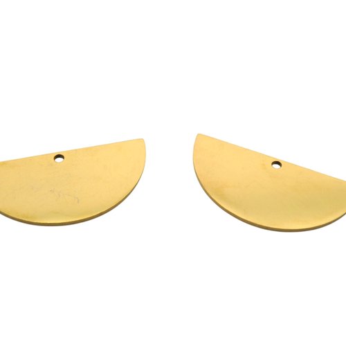 2 pendentifs demi-lune, 30x15mm, acier inoxydable 201 doré - breloque demi-lune or (usbdai09)
