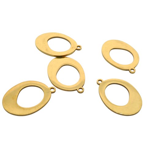 2 pendentifs breloques évidés forme arrondie  22x16mm acier inoxydable 201 doré (usbdai10)