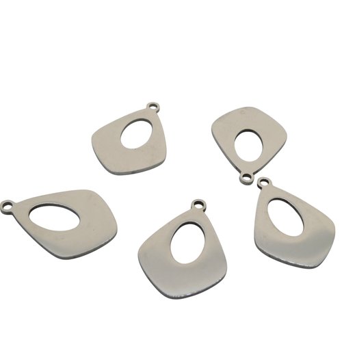 2 pendentifs breloques losange évidé 22x15mm acier inoxydable 201 (usbai11)