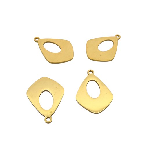 2 pendentifs breloques losange évidé 22x15mm acier inoxydable 201 doré (usbdai11)