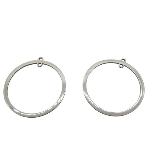 2 pendentifs connecteurs ronds 32x30mm acier inoxydable 201, 2 trous (usbai12)