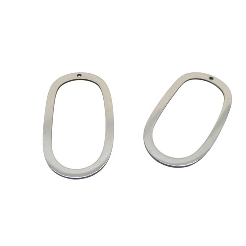 2 pendentifs forme arrondie 35x19mm acier inoxydable 201 (usbai13)