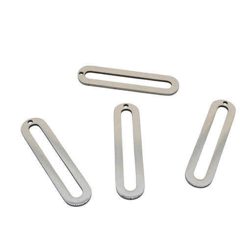 2 pendentifs géométriques rectangle arrondi 30x7mm acier inoxydable 201 - breloque rectangle argenté (usbai14)