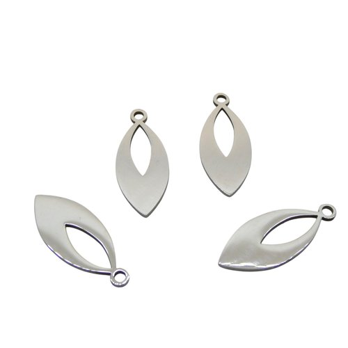 2 pendentifs breloques forme goutte évidée 22x9mm acier inoxydable 201 (usbai15)
