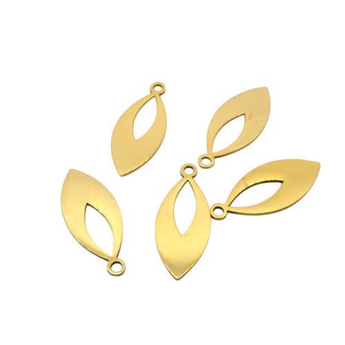 2 pendentifs breloques forme goutte évidée 22x9mm acier inoxydable 201 doré (usbdai15)