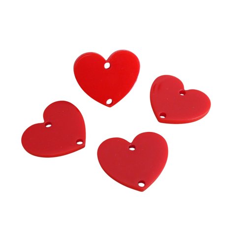 4 connecteurs coeur en acrylique opaque 20x15mm rouge - intercalaire bijou coeur rouge (phbr09)