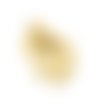 5 breloques, sequins ronds texturés 15 mm acier inoxydable doré (usbdai52)