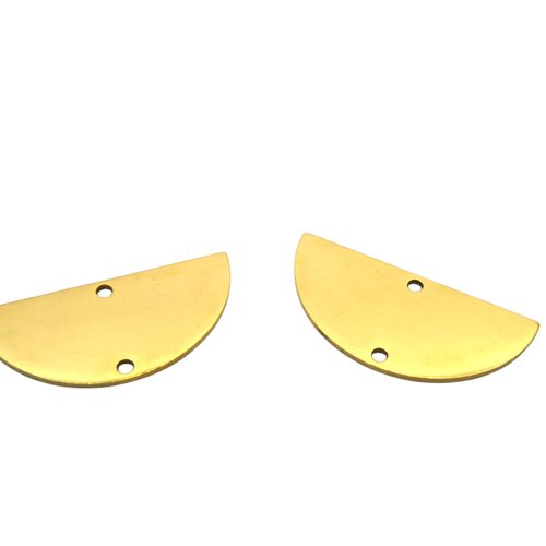 2 connecteurs géométriques demi-lune 28x13mm acier inoxydable doré 201 (uscai03)