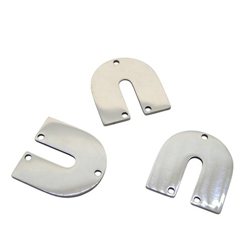 4 connecteurs, pendentifs forme arc arrondi à 3 trous, 17x16mm, acier inoxydable 201 (uscai04)