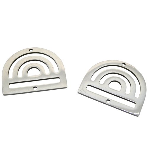 2 connecteurs géométrique, forme arrondie 24x20mm acier inoxydable 201 (uscai05)