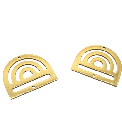 2 connecteurs géométrique, forme arrondie 24x20mm acier inoxydable 201 doré (uscai06)