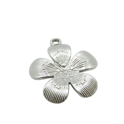 1 pendentif fleur 27x25mm en acier inoxydable 304 (8sbi23)