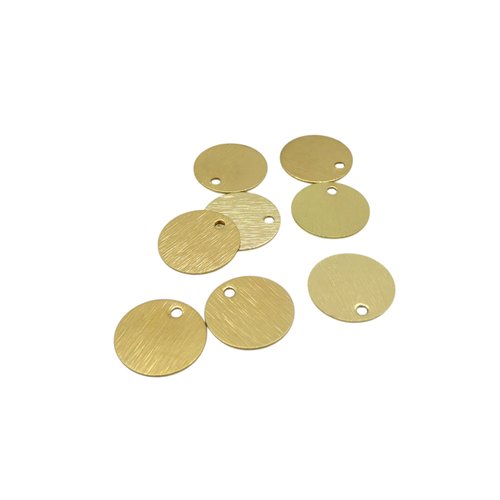 8 breloques, sequins ronds 10mm en laiton doré (ibbd25)