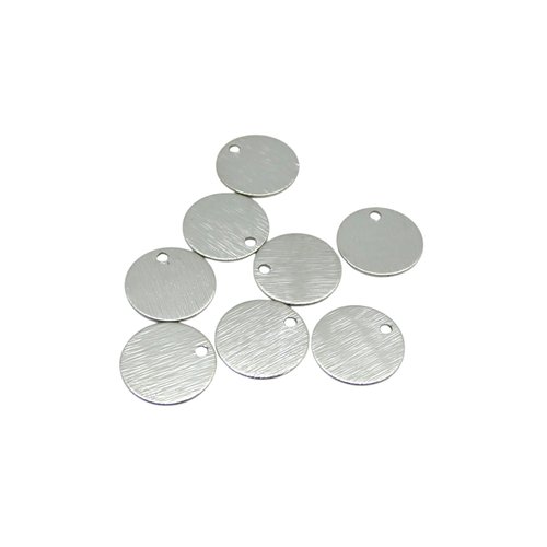 8 breloques, sequins ronds 10mm en laiton argenté (ibba21)