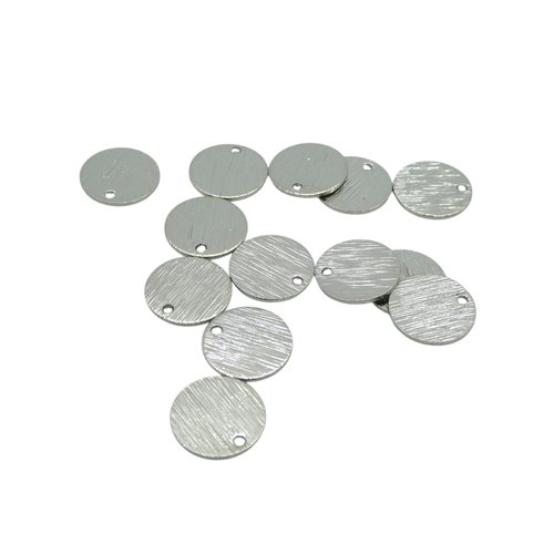 8 breloques, sequins ronds 12mm en laiton argenté (ibba22)