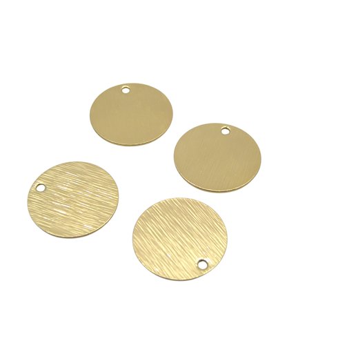 4 breloques, sequins ronds 15mm en laiton doré (ibbd27)
