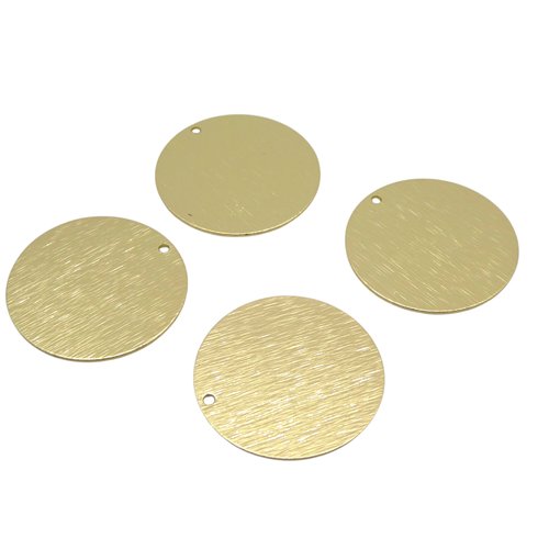 4 breloques, sequins ronds 25mm en laiton doré (ibbd28)