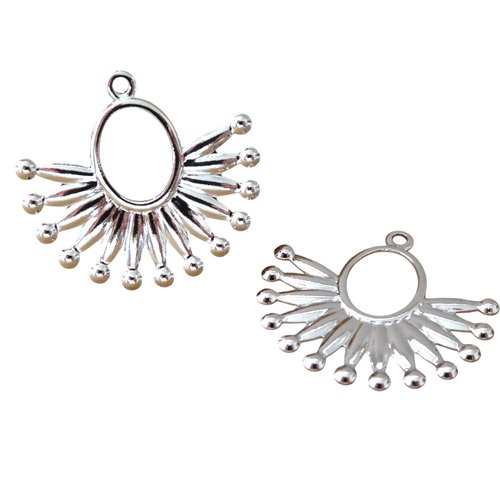 2 pendentifs soleil 25.5x23mm en laiton argenté (phba10)