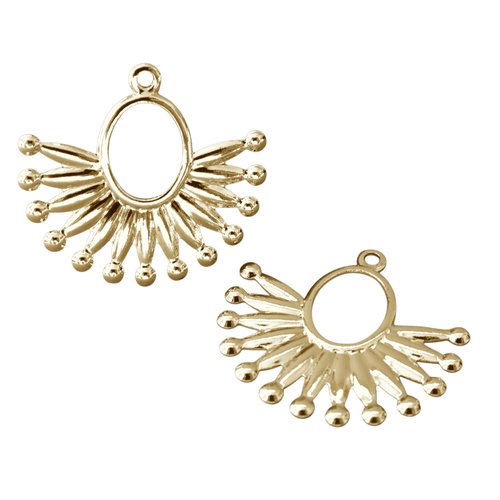 2 pendentifs soleil 25.5x23mm en laiton plaqué or 18k (phbd57)
